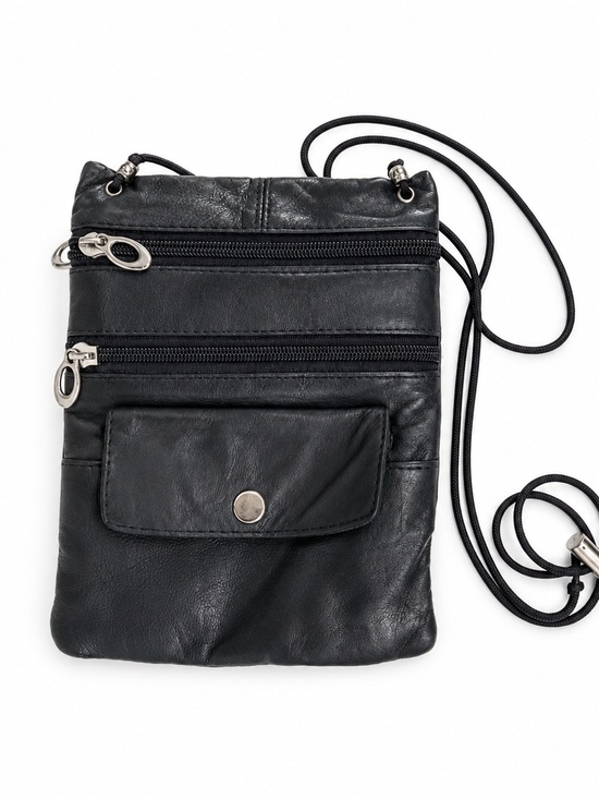 S.A Handbags - Genuine Leather Crossbody Bag With Multi Zipper Pockets & Adjustable Strap - Mad
